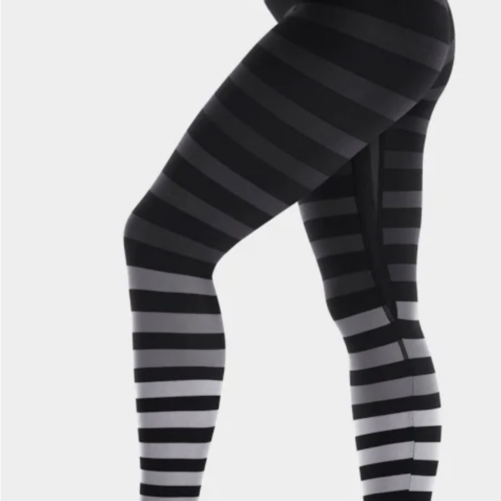 Black and Gray Striped Leggings